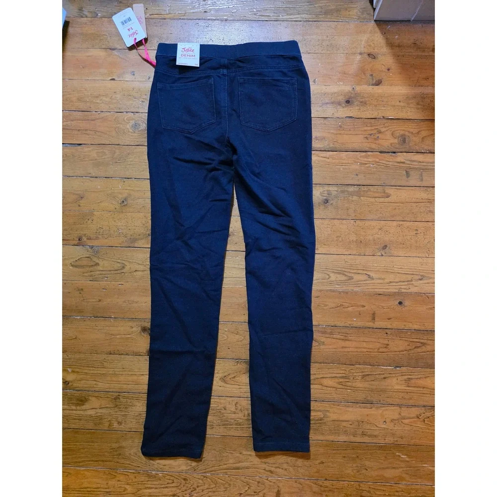 Justice Girls French Terry Jean Legging Dark Rinse Wash Blue Jegging Size 14 NWT